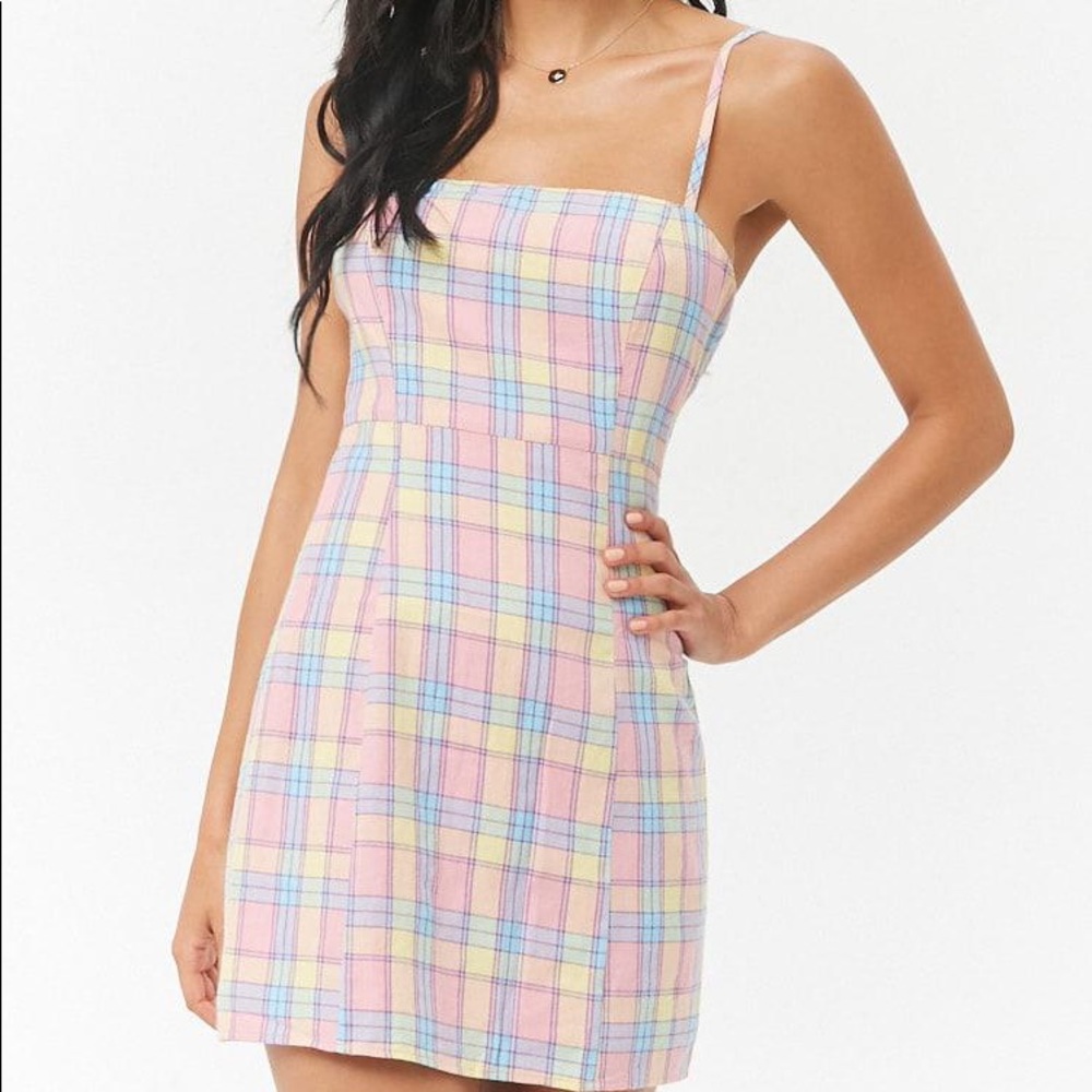 Pink plaid baby doll dress